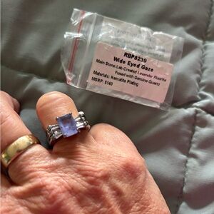 Lavender Fluorite and Hematite Plated Ring size 6